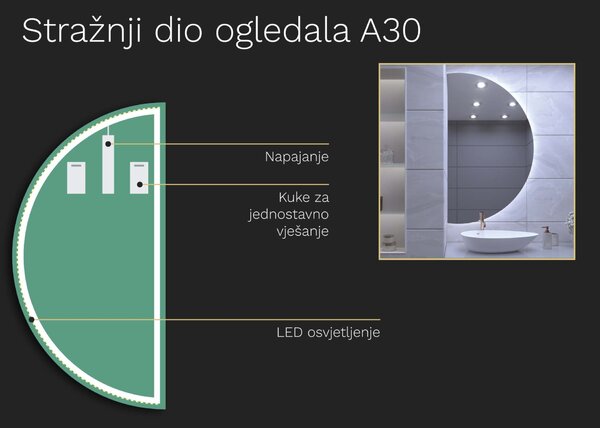 Netipično ogledalo s LED osvjetljenjem A30
