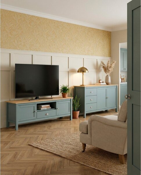 Komoda prljavo zelena od masivnog bora 150x80x40 cm Misti – Marckeric