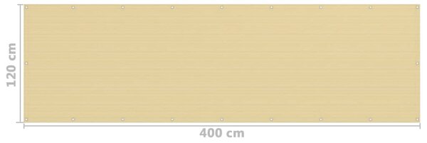 Balkonski zastor bež 120 x 400 cm HDPE - Bež / 120 x 400 cm