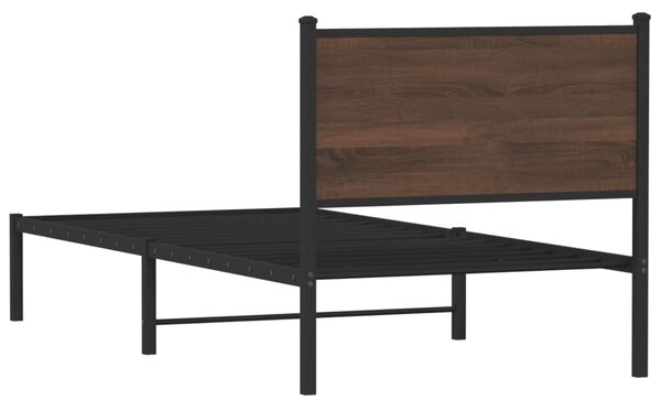 Metalni okvir kreveta bez madraca smeđi hrast 90x200 cm - Smeđa / 90 x 200 cm