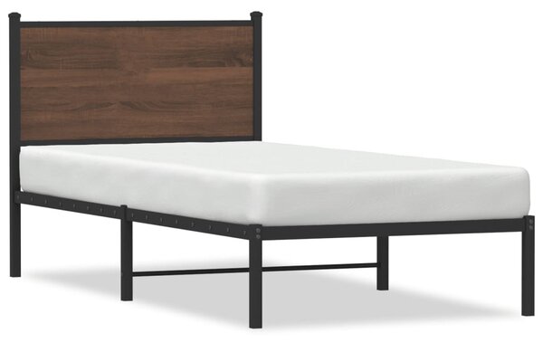 Metalni okvir kreveta bez madraca smeđi hrast 90x200 cm - Smeđa / 90 x 200 cm