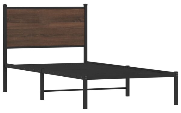 Metalni okvir kreveta bez madraca smeđi hrast 90x200 cm - Smeđa / 90 x 200 cm