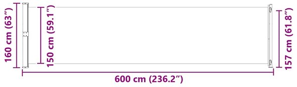 Uvlačiva bočna tenda za terasu 600 x 160 cm crvena - Crvena / 160 x 600 cm