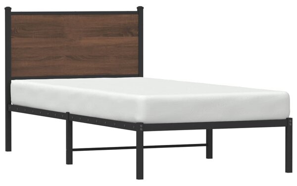 Metalni okvir kreveta bez madraca smeđi hrast 90x200 cm - Smeđa / 90 x 200 cm