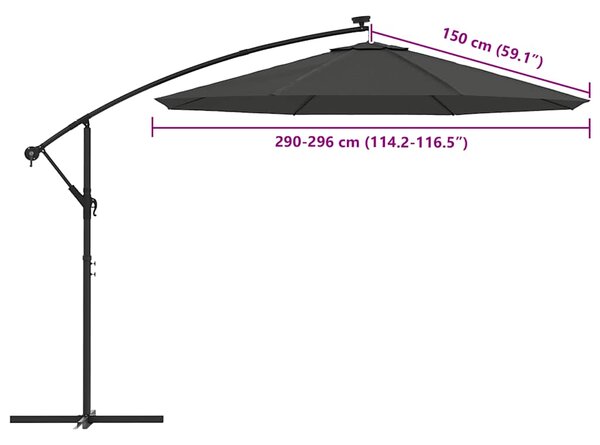 Zamjenska tkanina za konzolni suncobran 300 cm antracit - Antracit / 300 cm