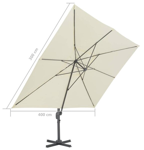 Konzolni vrtni suncobran s aluminijskom šipkom 400x300 cm boje pijeska - Bež / 400 x 300 cm