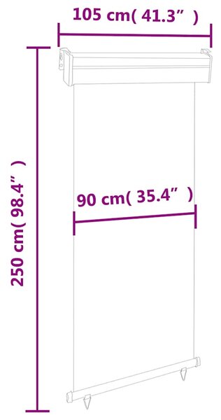 Balkonska bočna tenda 105 x 250 cm smeđa - Smeđa / 105 x 250 cm