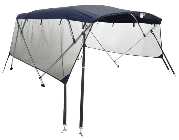 Tenda bimini s 4 luka i mrežastim zidovima 243x(200-213)x137 cm - Bijela / 243 x (200-213) x 137 cm