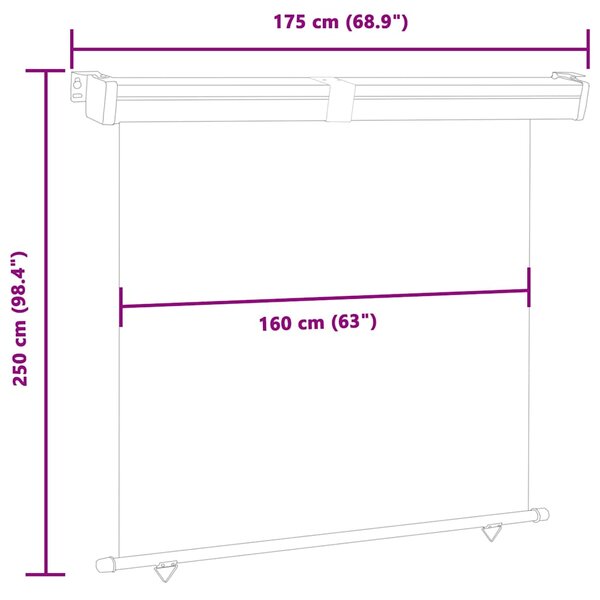 Balkonska bočna tenda 175 x 250 cm crna - Crna / 175 x 250 cm