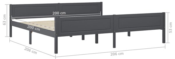 Okvir kreveta bez madraca Masivna borovina siva 200x200 cm - Siva / 200 x 200 cm