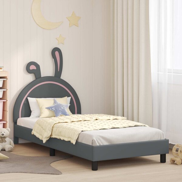 Krevet za djecu s uzglavljem Svjetlosiva 90 x 200 cm PU - Svjetlosiva / 90 x 200 cm