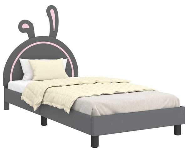 Krevet za djecu s uzglavljem Svjetlosiva 90 x 200 cm PU - Svjetlosiva / 90 x 200 cm