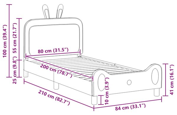 Krevet za djecu s uzglavljem Plava 80 x 200 cm PU - Plava / 80 x 200 cm
