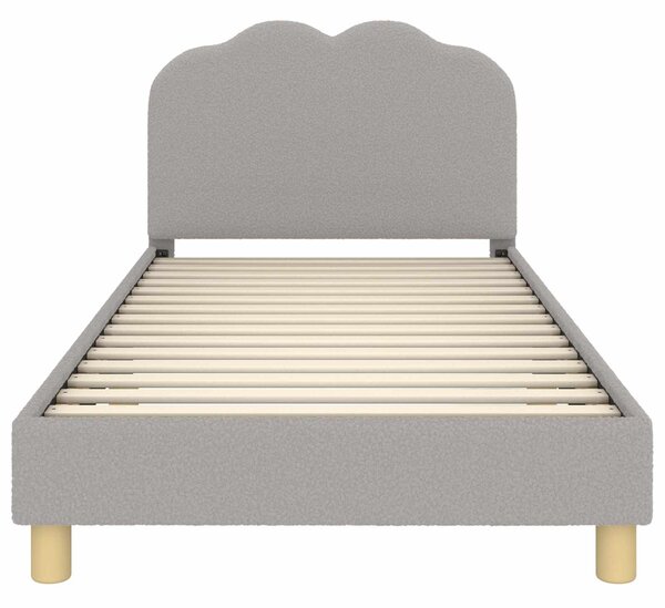 Krevet za djecu s uzglavljem Svjetlosiva 90 x 190 cm Bouclé - Svjetlosiva / 90 x 190 cm