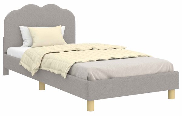 Krevet za djecu s uzglavljem Svjetlosiva 90 x 190 cm Bouclé - Svjetlosiva / 90 x 190 cm