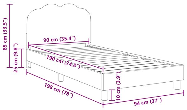 Krevet za djecu s uzglavljem Svjetlosiva 90 x 190 cm Bouclé - Svjetlosiva / 90 x 190 cm