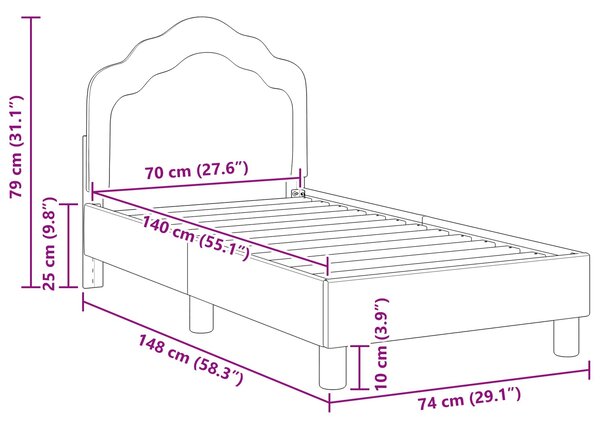 Okvir kreveta za malu djecu s naslonom Svjetlosiva 70 x 140 cm - Svjetlosiva / 70 x 140 cm