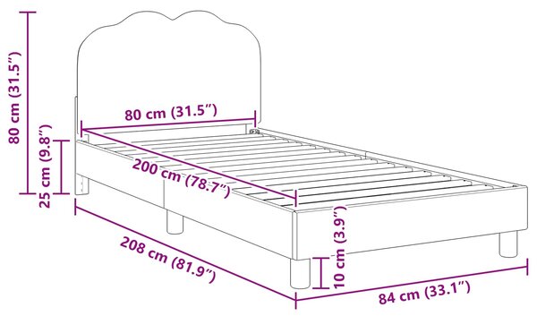 Krevet za djecu s uzglavljem Ružičasta 80 x 200 cm Bouclé - Ružičasta / 80 x 200 cm