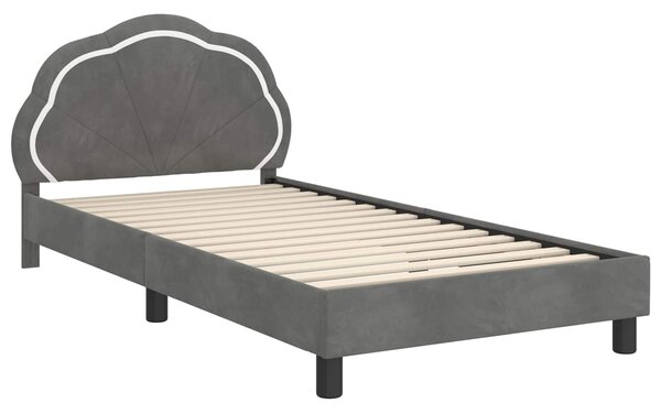 Krevet za djecu s uzglavljem Tamnosiva 90 x 200 cm Baršun - Siva / 90 x 200 cm