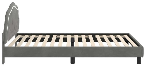 Krevet za djecu s uzglavljem Tamnosiva 90 x 200 cm Baršun - Siva / 90 x 200 cm