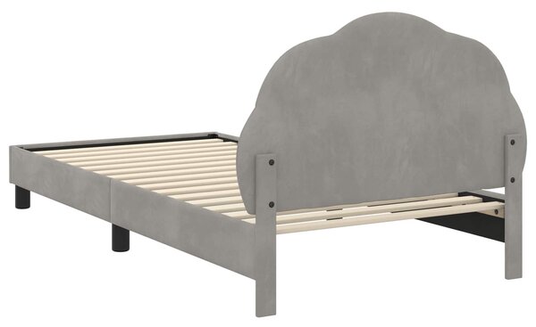 Krevet za djecu s uzglavljem Svjetlosiva 90 x 190 cm Baršun - Svjetlosiva / 90 x 190 cm