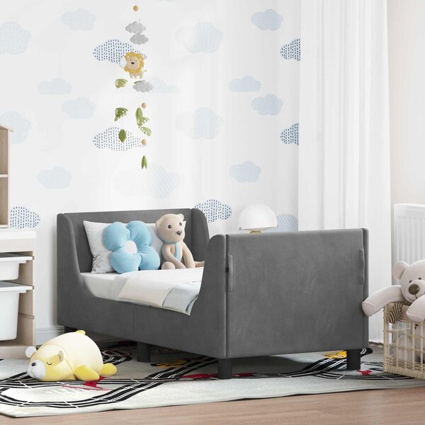 Okvir kreveta za malu djecu s naslonom Tamnosiva 70 x 140 cm - Siva / 70 x 140 cm