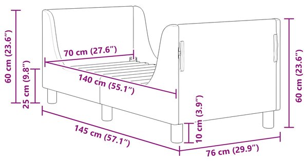 Okvir kreveta za malu djecu s naslonom Policijska plava Baršun - Plava / 70 x 140 cm