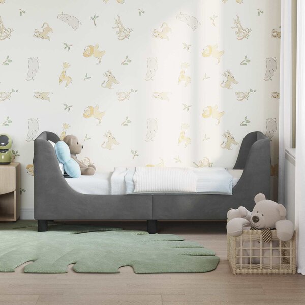 Okvir kreveta za malu djecu s naslonom Tamnosiva 70 x 140 cm - Siva / 70 x 140 cm