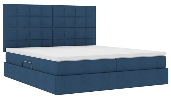 Krevet s od storage s uzglavljem Plava 180 x 200 cm Tkanina - Plava / 180 x 200 cm