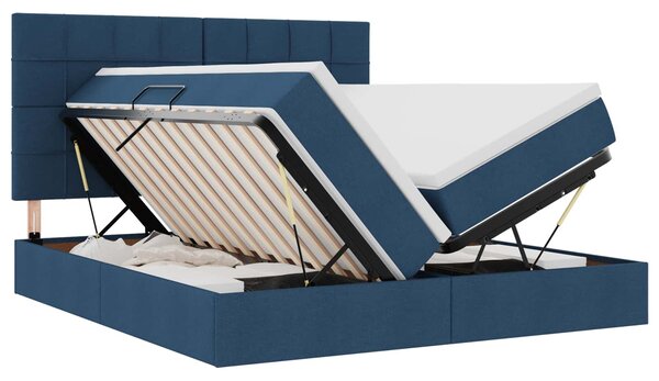 Krevet s od storage s uzglavljem Plava 180 x 200 cm Tkanina - Plava / 180 x 200 cm