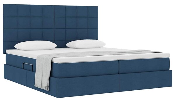 Krevet s od storage s uzglavljem Plava 180 x 200 cm Tkanina - Plava / 180 x 200 cm