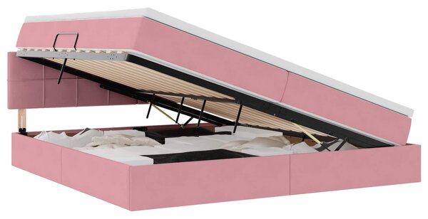 Krevet s od storage s madracem Ružičasta 200 x 200 cm Baršun - Ružičasta / 200 x 200 cm