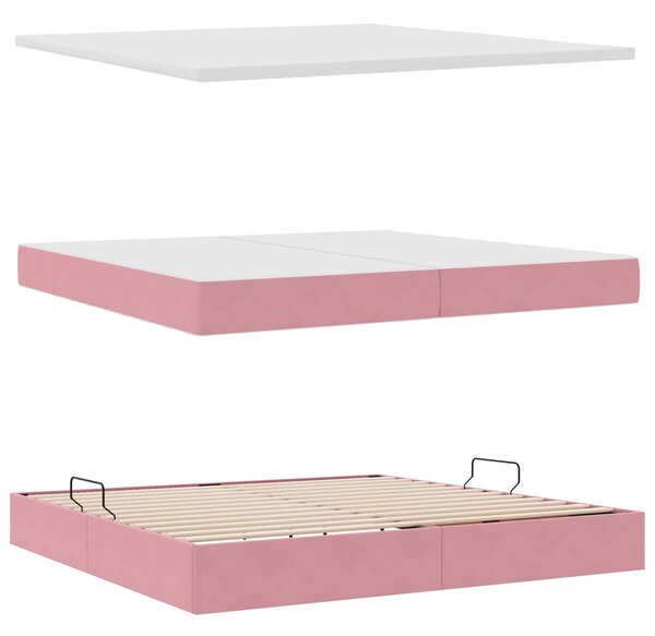 Krevet s od storage s madracem Ružičasta 200 x 200 cm Baršun - Ružičasta / 200 x 200 cm