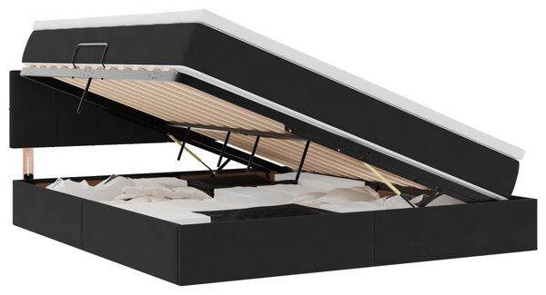 Krevet s od storage s madracem Crna 160 x 200 cm Baršun - Crna / 160 x 200 cm