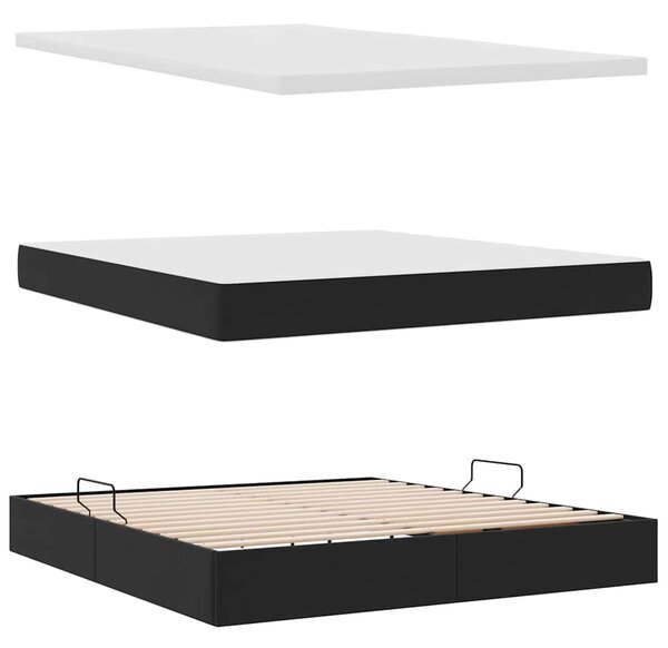 Krevet s od storage s madracem Crna 160 x 200 cm Baršun - Crna / 160 x 200 cm