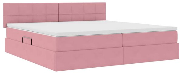 Krevet s od storage s madracem Ružičasta 200 x 200 cm Baršun - Ružičasta / 200 x 200 cm