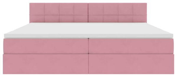 Krevet s od storage s madracem Ružičasta 200 x 200 cm Baršun - Ružičasta / 200 x 200 cm