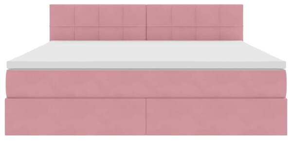 Krevet s od storage s madracem Ružičasta 160 x 200 cm Baršun - Ružičasta / 160 x 200 cm