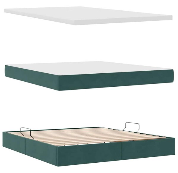 Krevet s od storage s madracem Tamnozelena 160 x 200 cm Baršun - Zelena / 160 x 200 cm