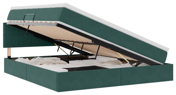 Krevet s od storage s madracem Tamnozelena 160 x 200 cm Baršun - Zelena / 160 x 200 cm