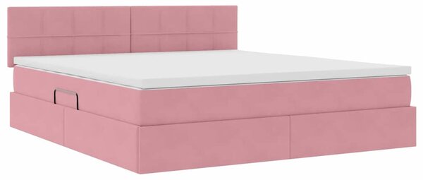 Krevet s od storage s madracem Ružičasta 160 x 200 cm Baršun - Ružičasta / 160 x 200 cm