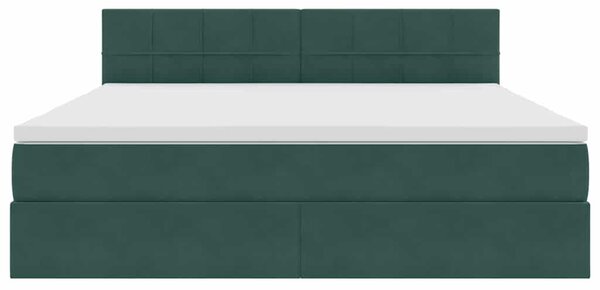 Krevet s od storage s madracem Tamnozelena 160 x 200 cm Baršun - Zelena / 160 x 200 cm