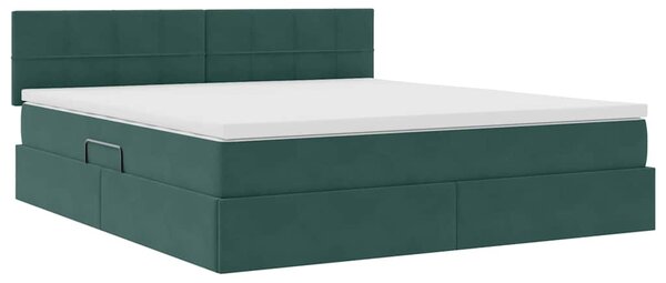 Krevet s od storage s madracem Tamnozelena 160 x 200 cm Baršun - Zelena / 160 x 200 cm