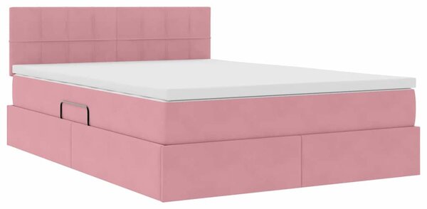 Krevet s od storage s madracem Ružičasta 140 x 200 cm Baršun - Ružičasta / 140 x 200 cm