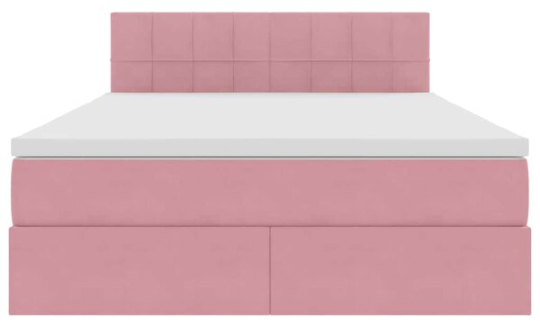 Krevet s od storage s madracem Ružičasta 140 x 200 cm Baršun - Ružičasta / 140 x 200 cm