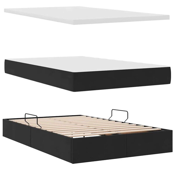 Krevet s od storage s madracem Crna 120 x 200 cm Baršun - Crna / 120 x 200 cm