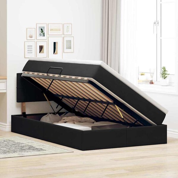 Krevet s od storage s madracem Crna 120 x 200 cm Baršun - Crna / 120 x 200 cm