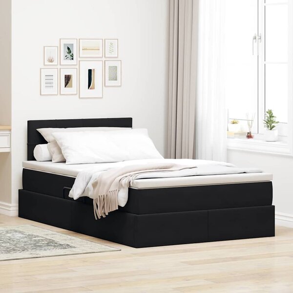 Krevet s od storage s madracem Crna 120 x 200 cm Baršun - Crna / 120 x 200 cm