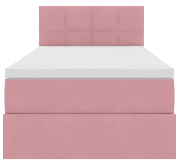 Krevet s od storage s madracem Ružičasta 90 x 200 cm Baršun - Ružičasta / 90 x 200 cm