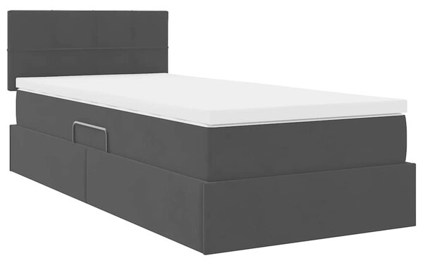 LED krevet za pohranu s madracem Crna 90 x 190 cm Baršun - Crna / 90 x 190 cm